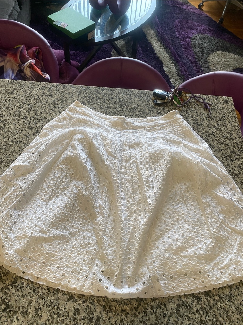 Talbots White Eyelet A-Line Skirt